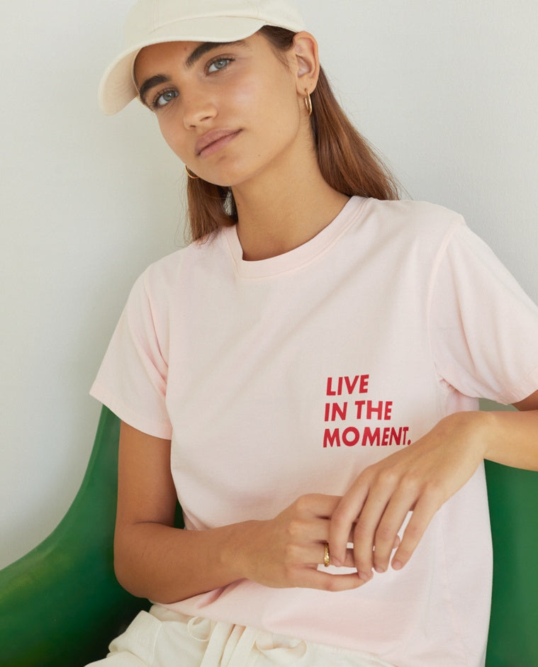 100% ORGANIC-COTTON T-SHIRT WITH TEXT PINK  Ref. 38350