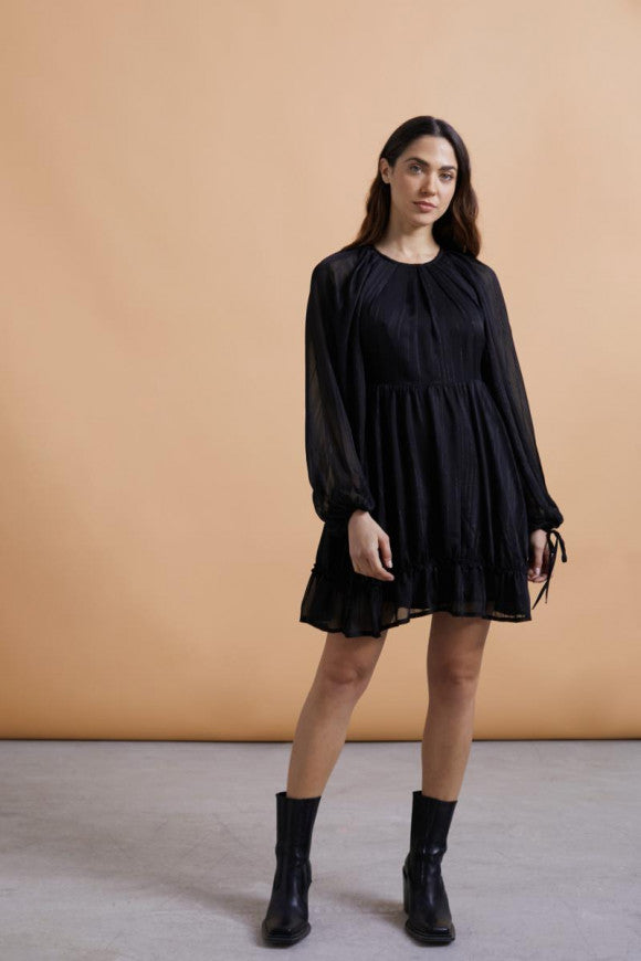 SHORT CHIFFON DRESS WITH LUREX LINES  ref:  HE.FAVIGNA