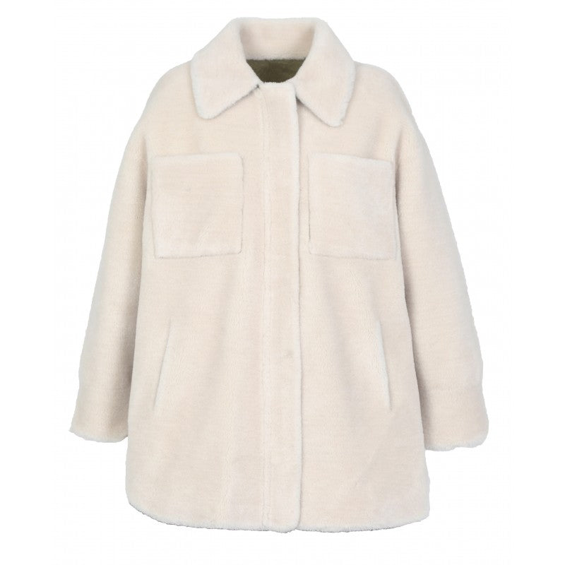 PERFUME (REF. 64256) SNOW KHAKI - REVERSIBLE FAUX FUR OVERSHIRT COAT