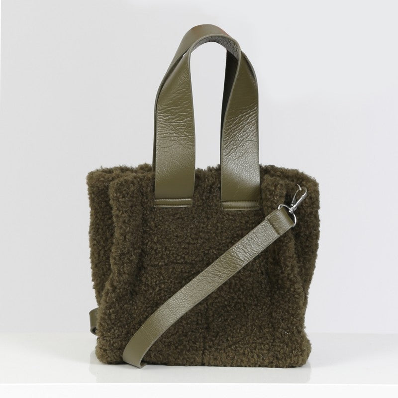 TEA (REF. 64281) KHAKI - SMALL FAUX FUR SHOPPING BAG