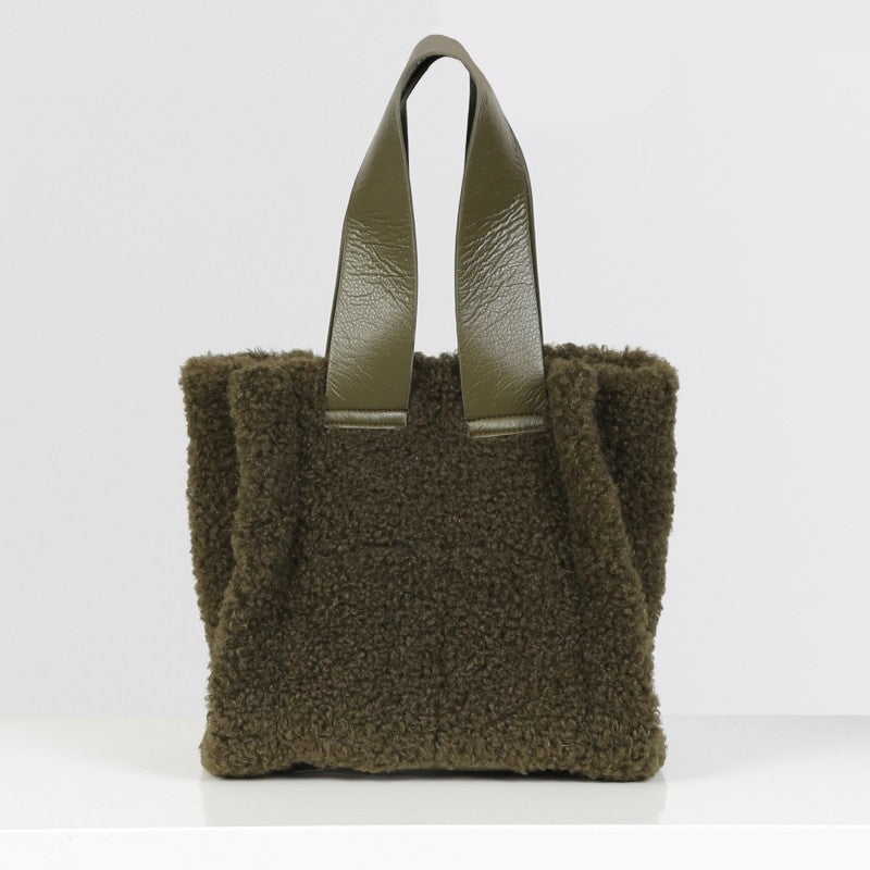 TEA (REF. 64281) KHAKI - SMALL FAUX FUR SHOPPING BAG